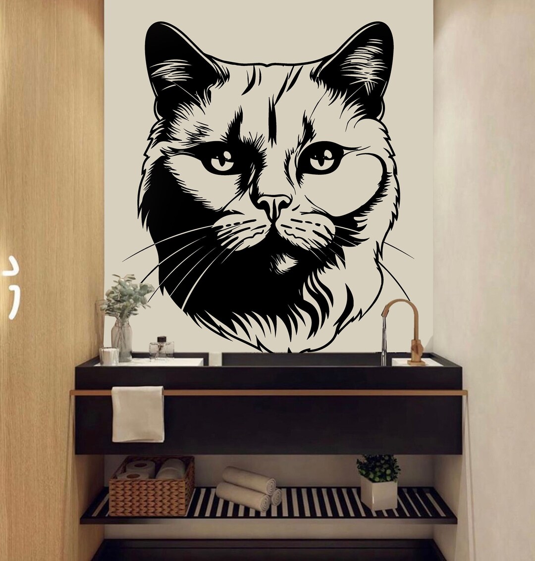 Cute Cat Wall Decals Dog Decor Cat Kids Cat Wall Art Decal Cat Lover