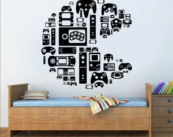 Décor mural du jeu Custom Controller decal Video Game Girl Boy Room Gifts Him Bedroom Gamer Dad Life Vinyl Wall Art Decals Kids Stickers 280ER