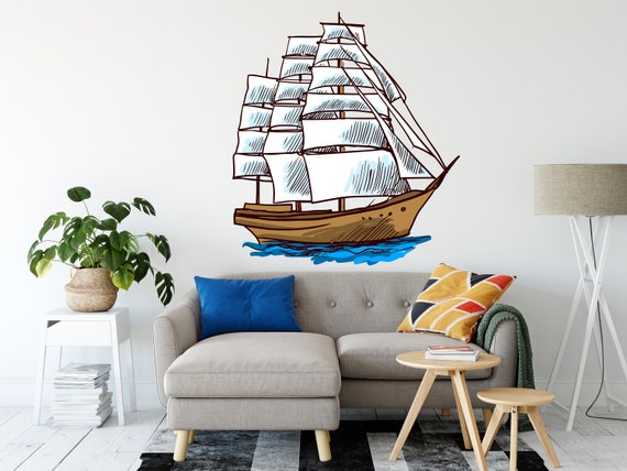 Nautical Ship Wall Decal Boat Decor Sailboat Art Vinyl Ship Wall