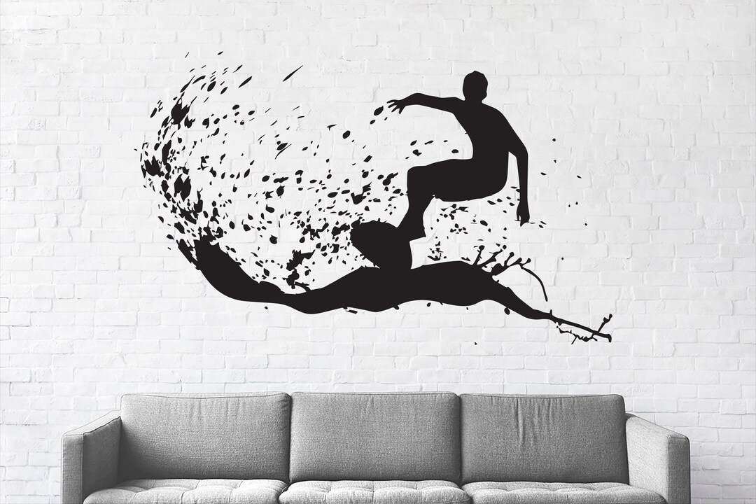 Surf Wall Decal Surfboard Art Wall Decal Beach Sport Vinyl Surf Gifts