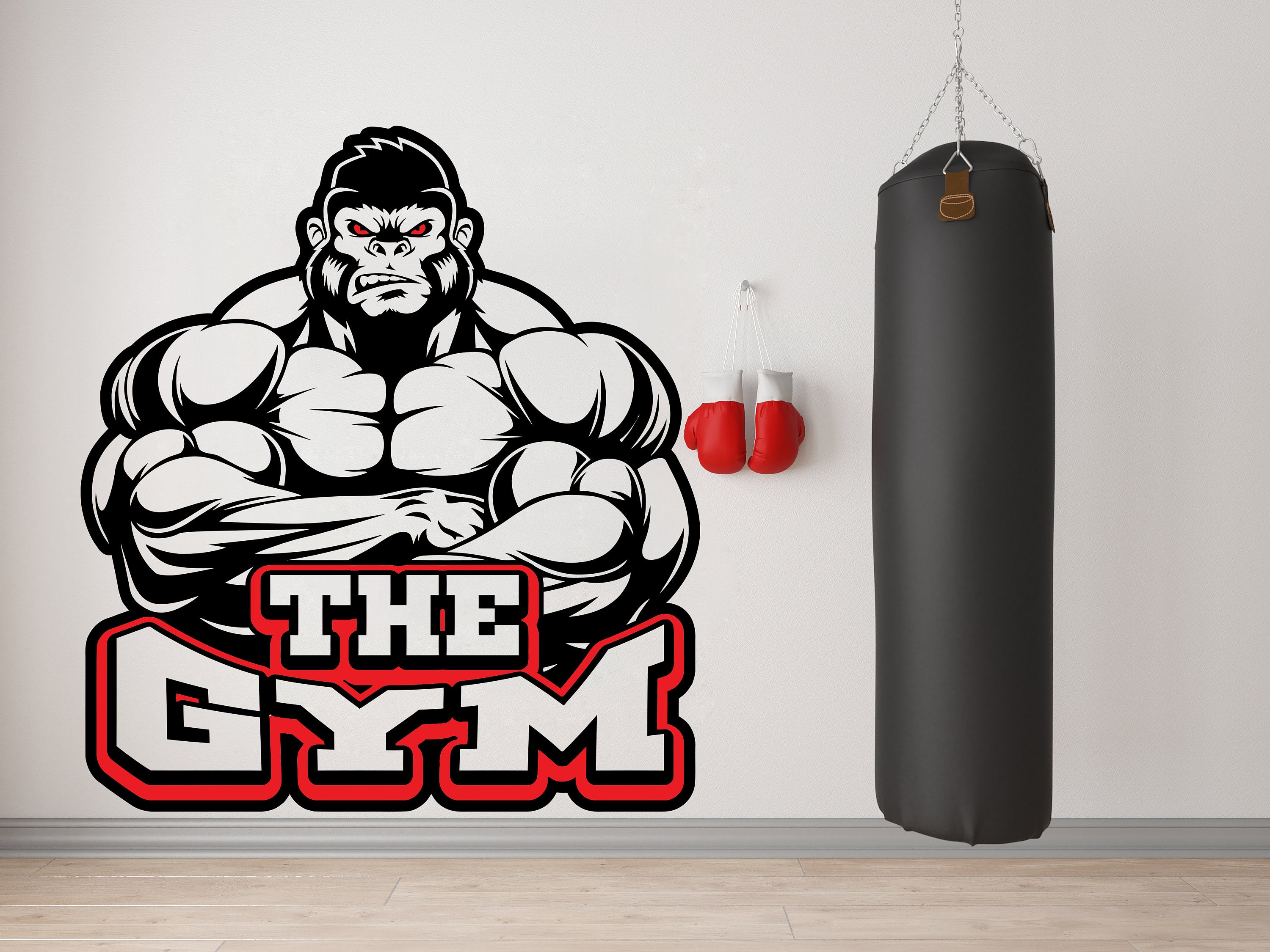 Gorilla Gym Wall Decal Custom fitness Decor Workout Art Vinyl Gorilla Gym Quote Stickers Bedroom gym workout girl motivation Crossfit 3299ER