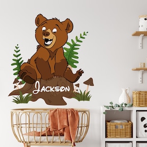 Bear Nursery Wall Art Custom Name Personalized gifts for Him Wall Decal  Bear Wall stickers Gift Her Vinyl Wall Art Stickers 3765ER