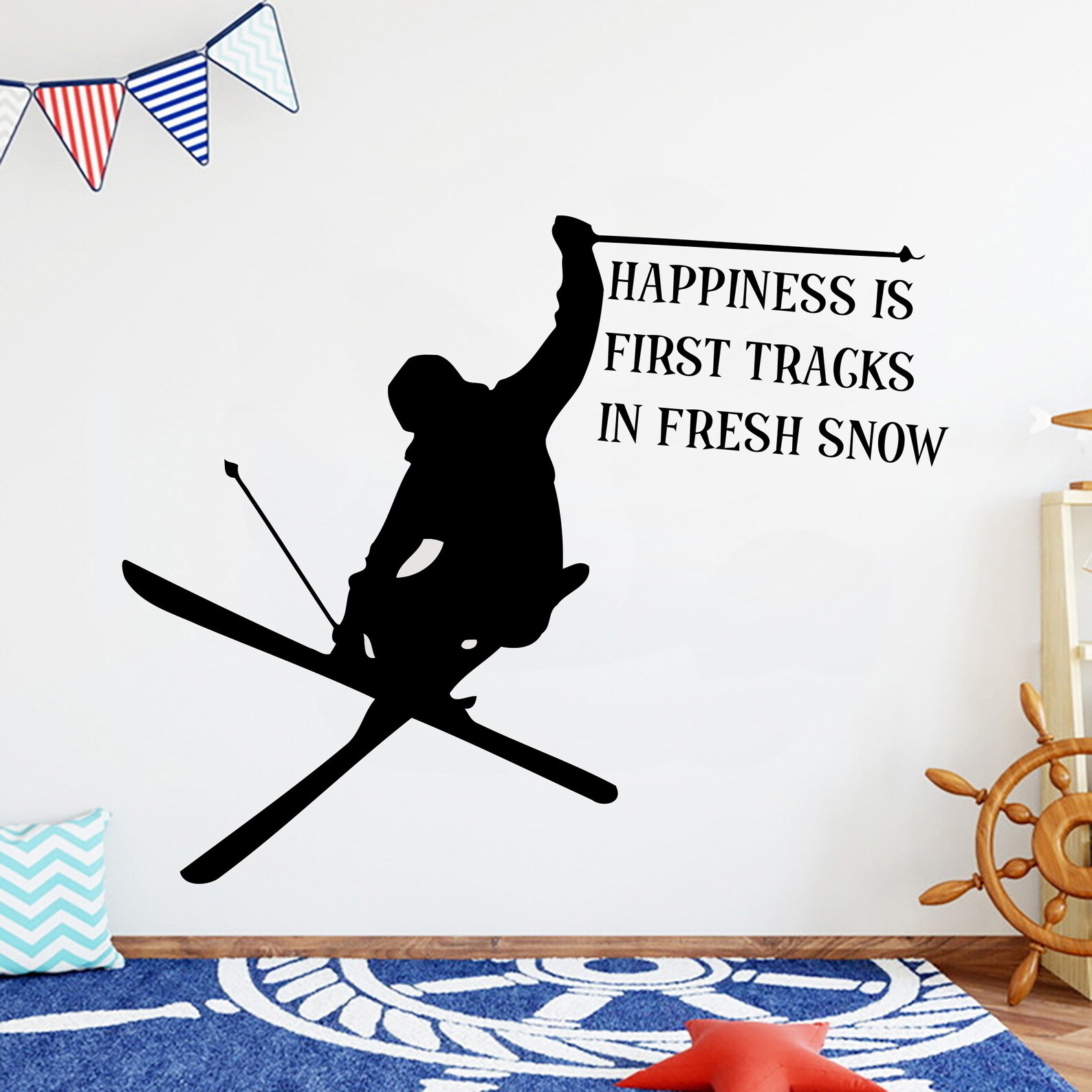 Skiing Wall Decor Custom Skier Ski Lift Chair Mountain Pine - Etsy