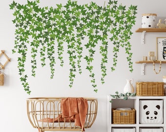 Ivy Plant Wall Decals Hanging green vine wall stickers Ivy Plant wall Decor Peel and stick wall murals 3431ER