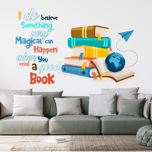 Tree Wall Decal Books Quote Reading Room Library Book Shop Etsy