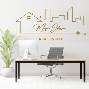 Real Estate Wall Decor, Custom logo design, Custom Real Estate Logo Wall Art, House Wall Vinyl, Office Decoration, Real Estate agent 4558ER