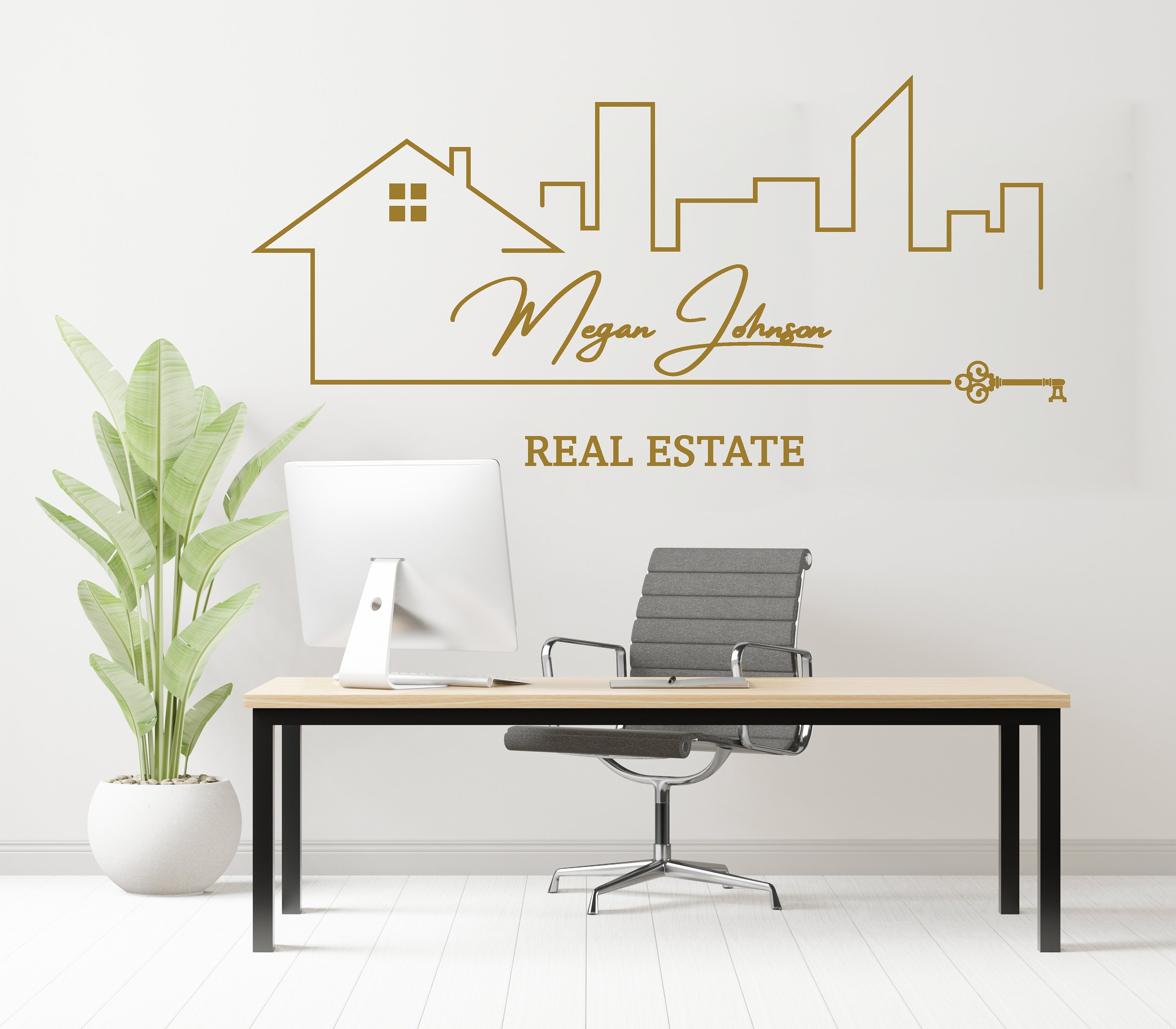Styled Working Space with Gold Office Supplies and Color Sticky Note Stock  Image - Image of object, blank: 170551847
