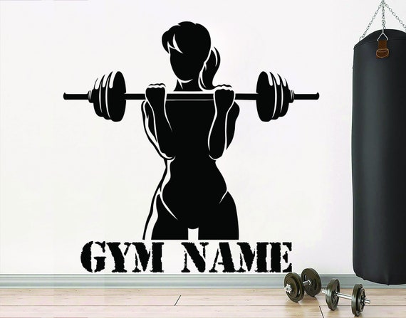 Custom Name Girl Gym Wall Decal Fitness Quotes Women Decor | Etsy