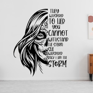 I Am The Storm Wall Decal Half Sugar Skull stickers Day Of The Dead Decal Vector decor Room Gifts Vinyl Wall Art Decals 4546ER