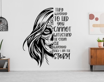 I Am The Storm Wall Decal Half Sugar Skull stickers Day Of The Dead Decal Vector decor Room Gifts Vinyl Wall Art Decals 4546ER