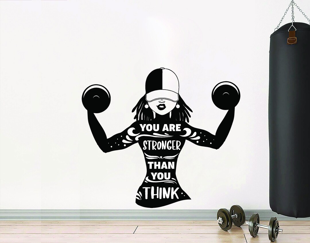 You Are Stronger Than You Think Gym Wall Decal Afro Girl Power Etsy