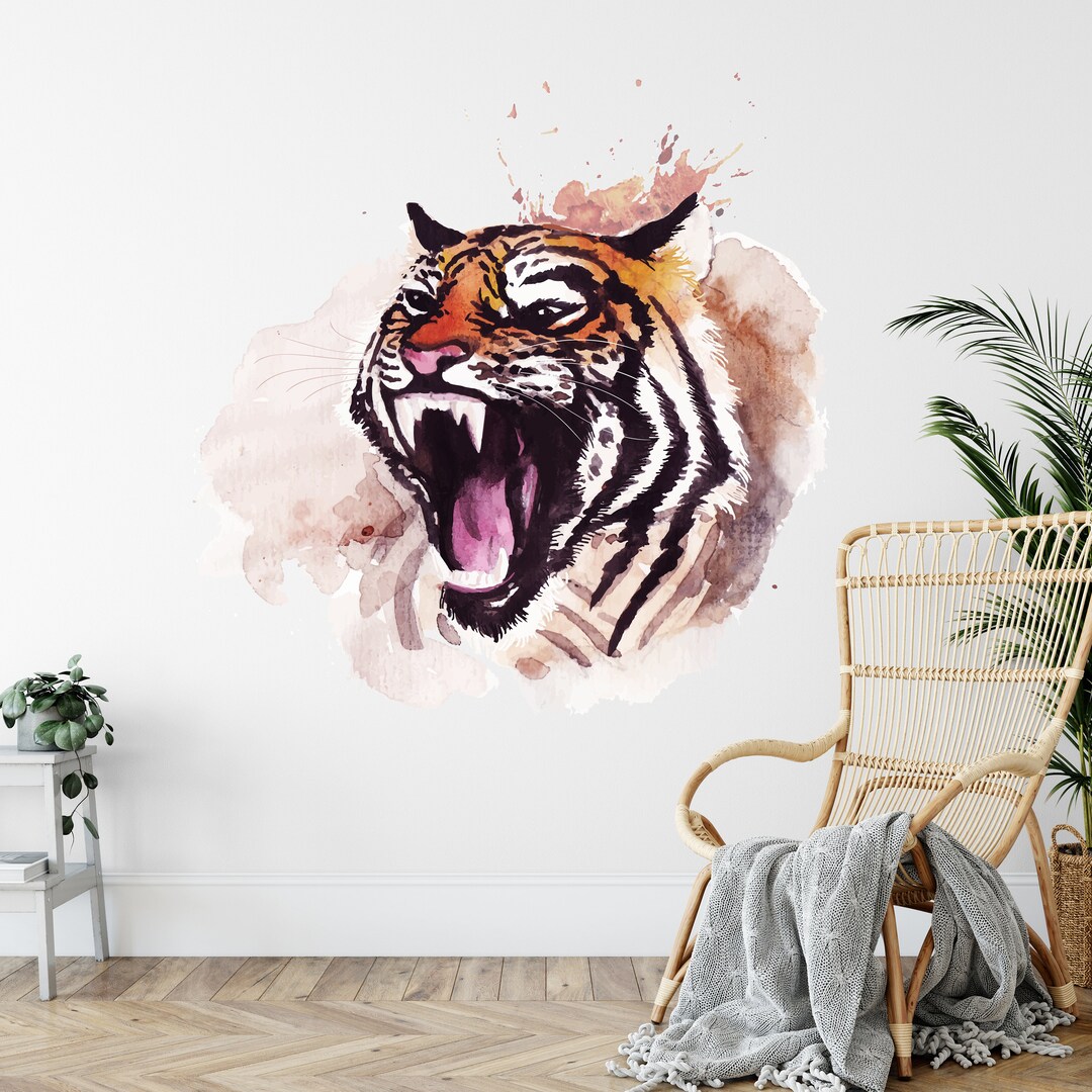 Tiger Wall Decor Tiger Wall Decals Watercolor Wild Safari Decals Africa ...