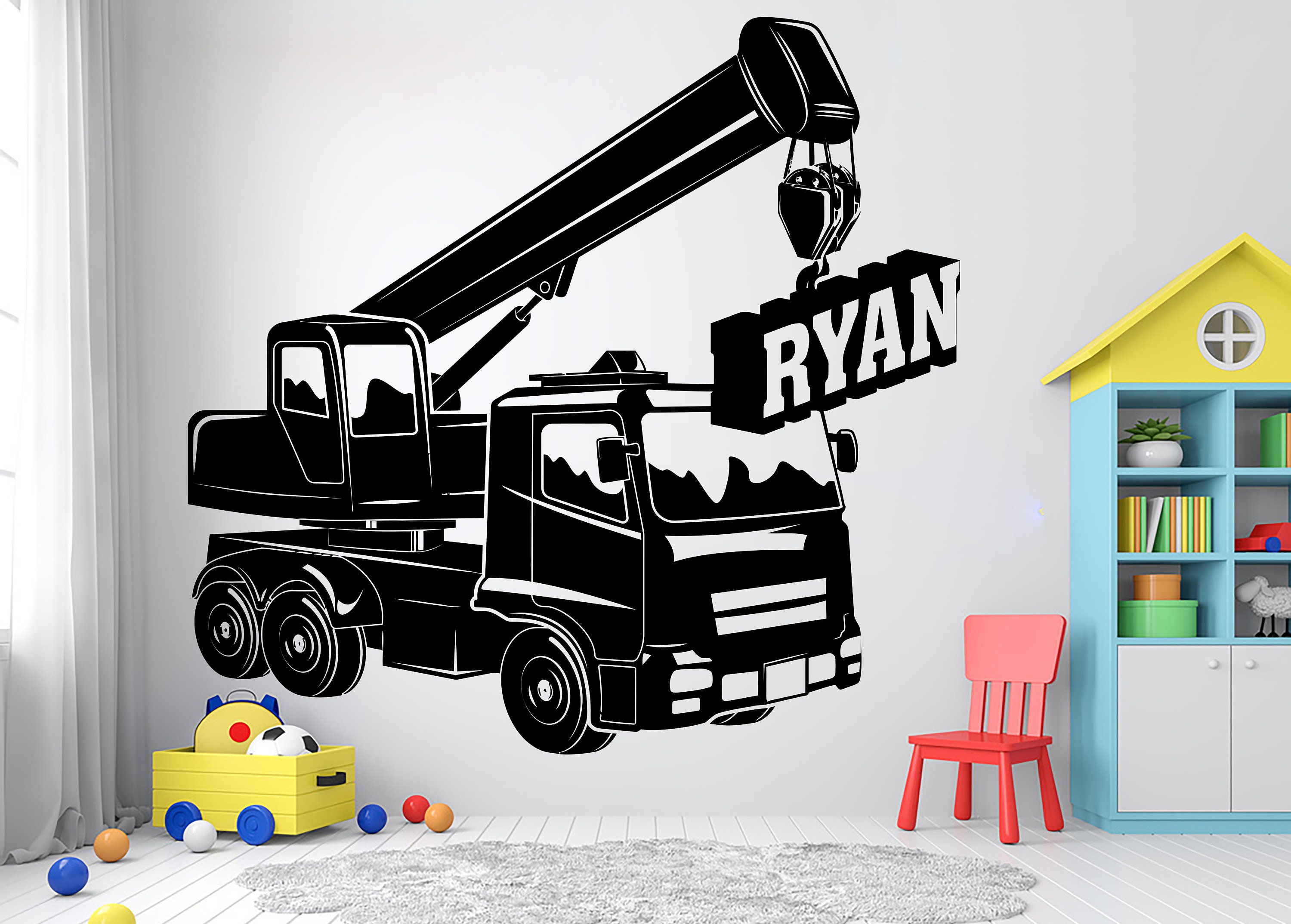 Constuction Truck Wall Decal Kids Wall Decor Custom Nursery - Etsy