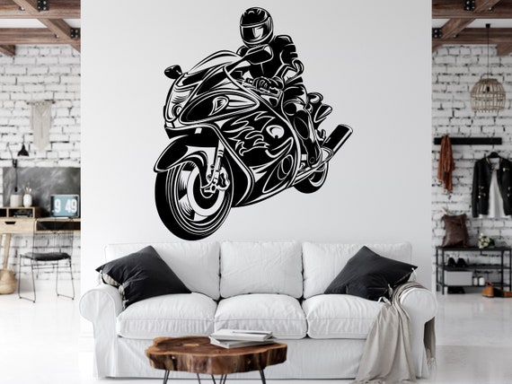 Motocross Wandtattoa Motorrad Wanddeko Schmutz Bike Geschenk