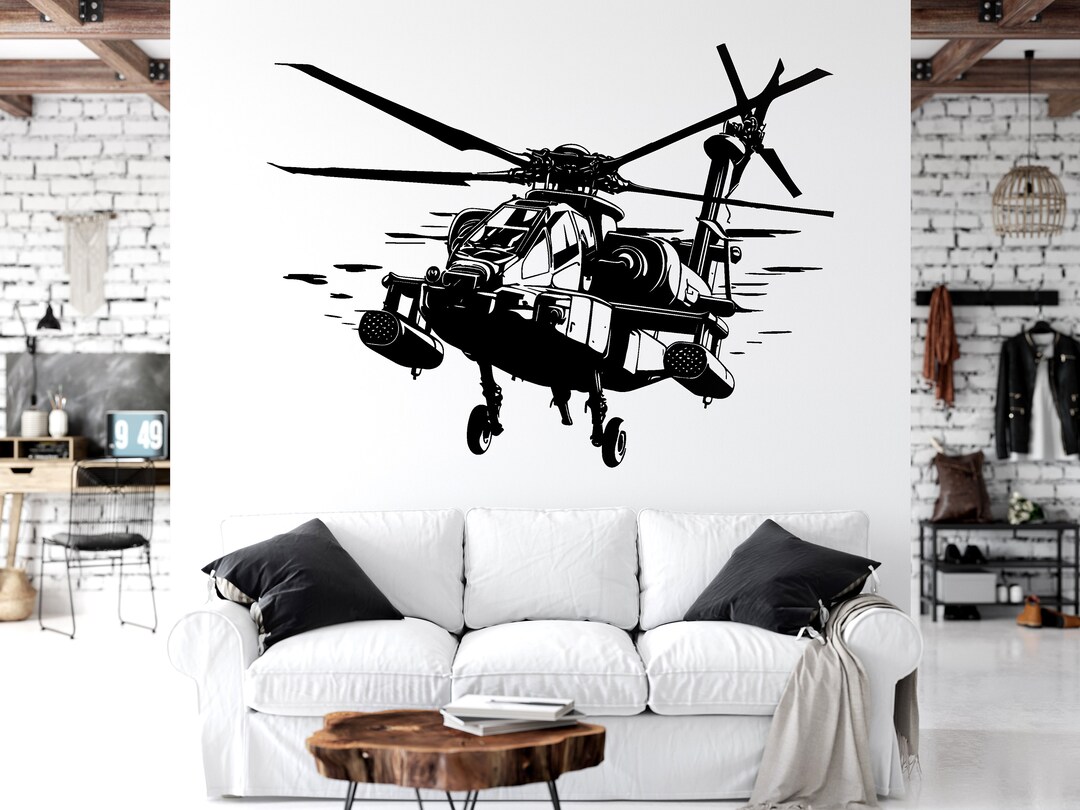 Helicopter Military Wall Decal Hero Soldier Army Helicopter Etsy