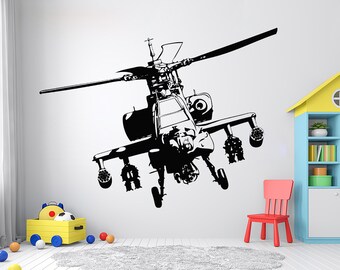 Helicopter Military Wall Decal Hero Soldier Army Custom Nursery Kids art decal Personalized Bedroom Room Wall Art Decal Stickers 3235ER