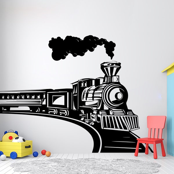 Train Railroad Track Wall Decal Stickers Track Wall Decals Train Railway Track Wall decor Nursery Decor Kids Bedroom Boys Room Dorm 4255ER