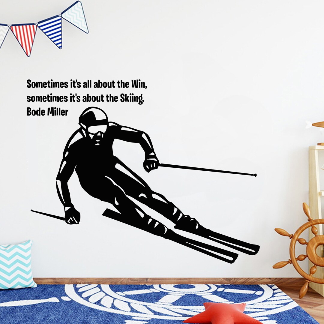 Skiing Wall Decor Custom Skier Ski Lift Chair Mountain Pine Adventure