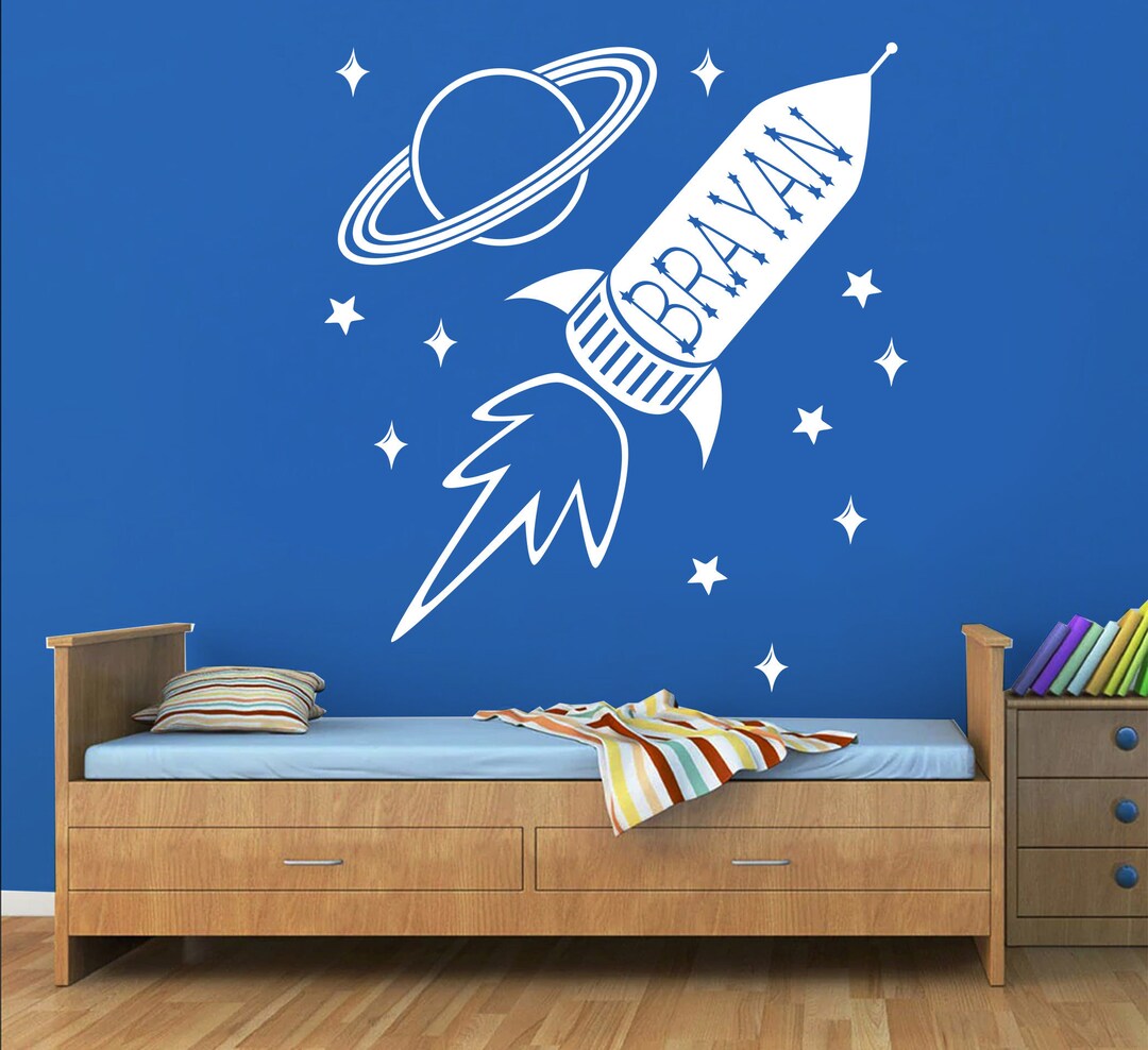 Space Write Your Name Wall Decal Outer Space Wall Decals Rocket Ship ...