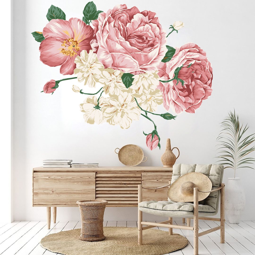 Peony Wall Decal, Flowers Wall Decals, Modern Wall Stickers, Nursery ...