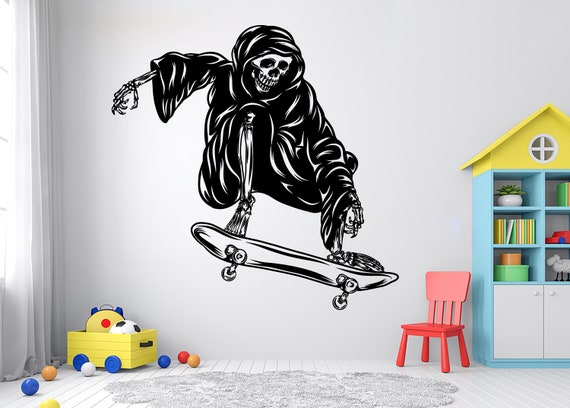 Grim Reaper Skateboarder Regalos Calcomanía de pared Skate Art Pegatinas  Skateboard Calcomanías Skateboard Wall Stickers Kids Room Home Decor 3481ER  -  México