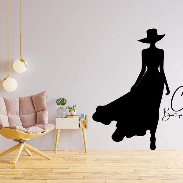 Women Fashion Couture Boutique Wall Decal Girls Clothing Atelier Dress Style Shop Afro Woman Fashion Bride Lady Wall Stickers Vinyl 5224ER
