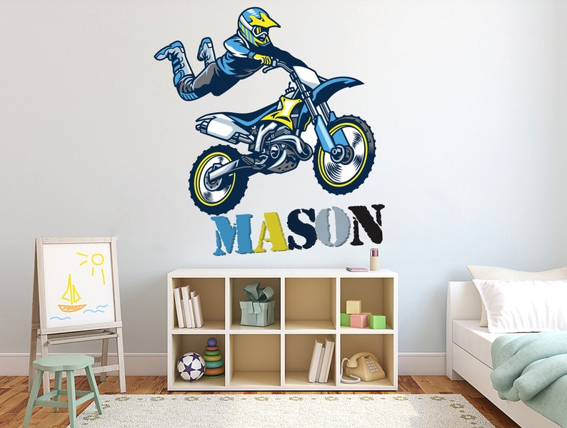Motocross Wall Art Custom Name Motocross Color Wall Decal Etsy