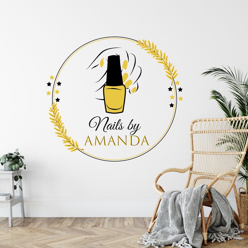 Nail Wall Decal Logo Custom Name Nail Polish Wall Art Girl Etsy