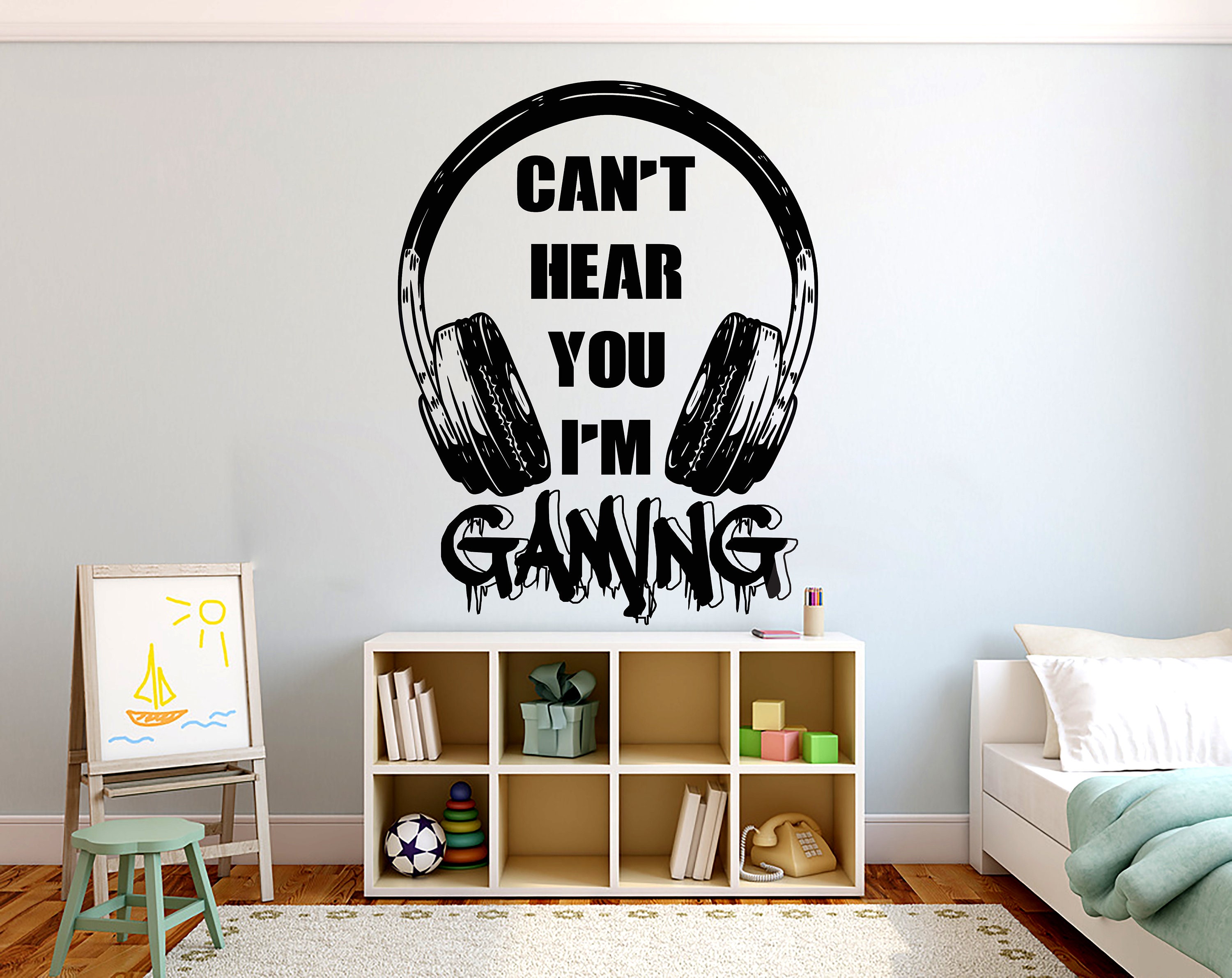 Can t Hear You I M Gaming wanddecoratie Hoofdtelefoon decal Video Gamer Wall Decals gepersonaliseerde geschenken Kids Slaapkamer Vinyl Wall Art Kids