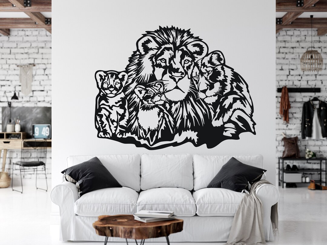 Lion Family Wall Decal Animal Wall Decor Wild Africa Wild Life Wall Art ...