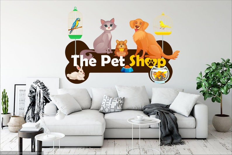 Pet Shop Wall Decor Dog Custom Cat Decal Pet Shop Grooming Etsy