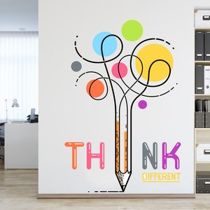 Think Different Office Wall Decal Idea Teamwork Business Worker Inspire Office Decoration Motivation Stickers Mural Unique Gift 4243ER