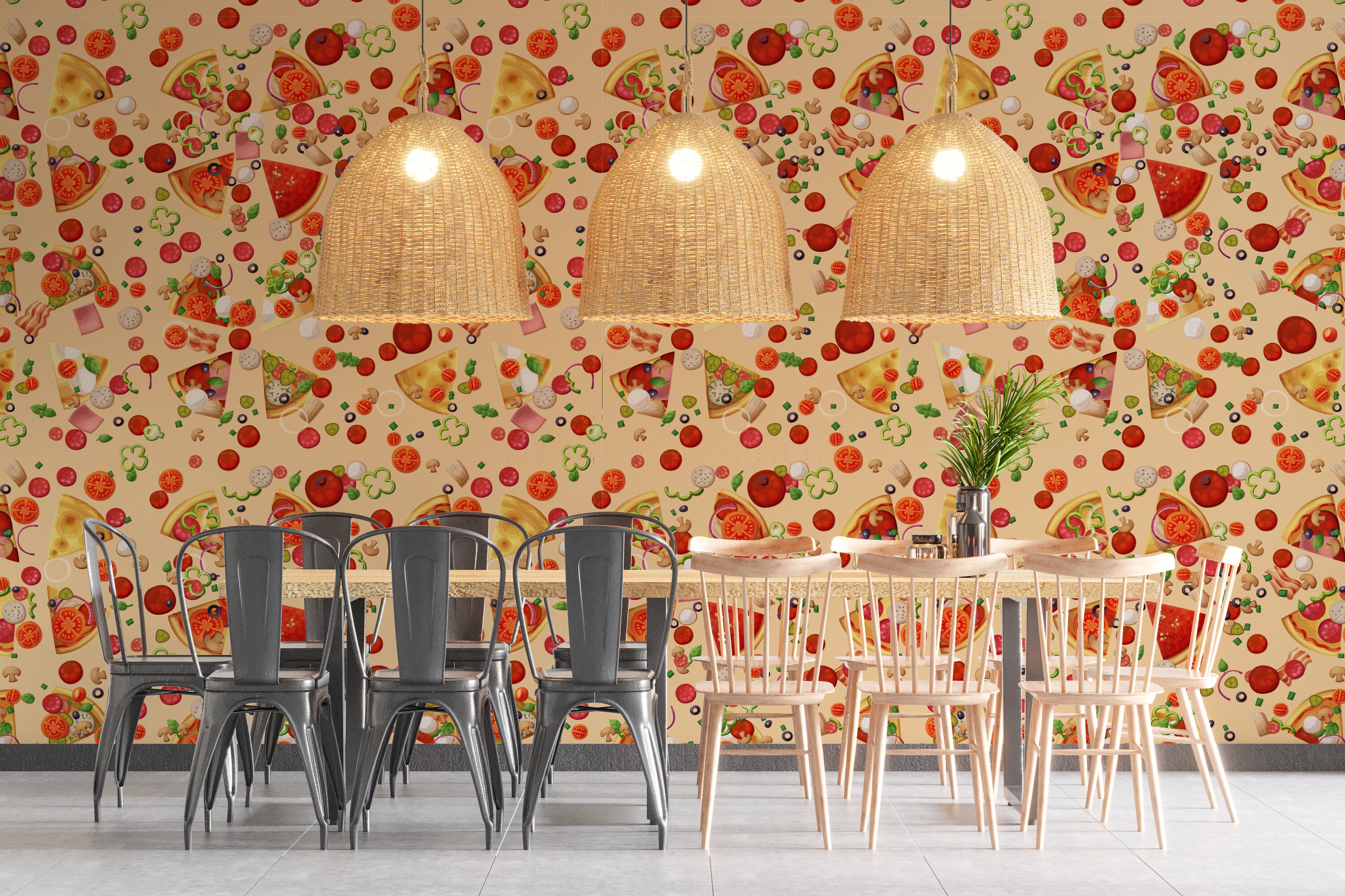 Pizza Peel and Stick Wallpaper Pizzeria Wallpaper Wall Decor - Etsy