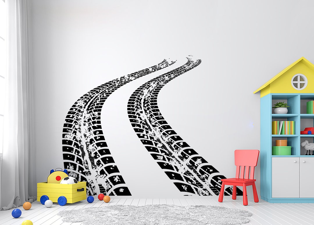 Tire Marks Wall Decor Tire Track Wall Decal Racing Road Tire Track Wall ...