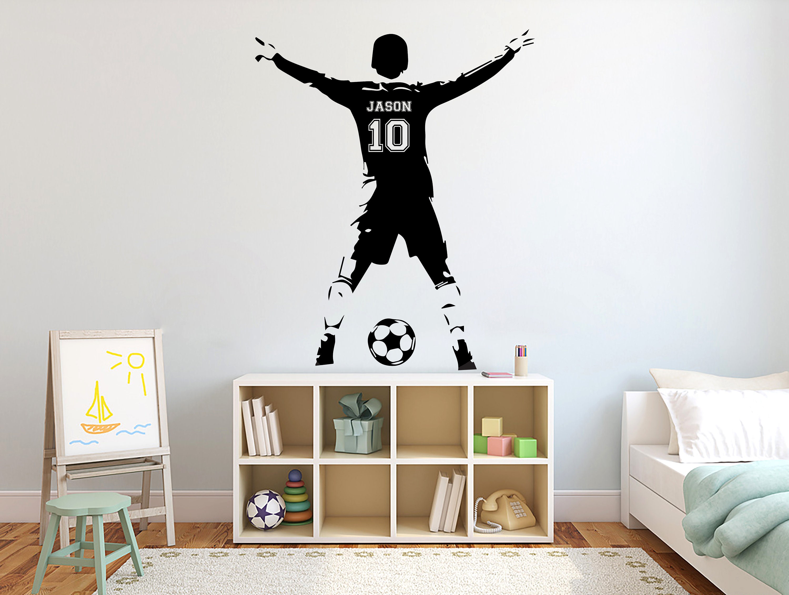 Fußball torwart vinyl Wand Aufkleber Angepasst Schlafzimmer Fußball Player  name aufkleber Jungen Mädchen Teenager Zimmer dekoration 3935 - AliExpress