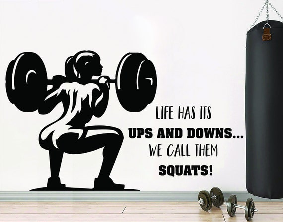 Squat Girl Gym Wall Decal Fitness Quotes Women Decor Workout - Etsy Singapore Squat Girl Gym Wall Decal Fitness Quotes Women Decor Workout - Etsy Singapore