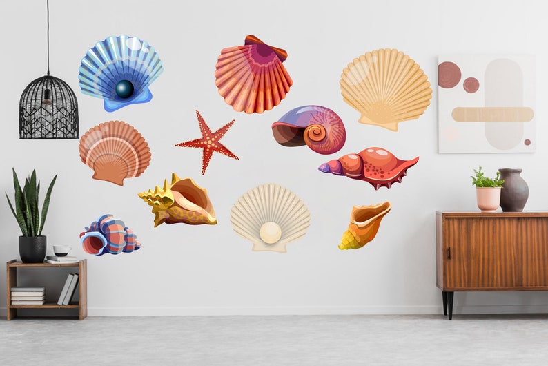 Seashell Wall Decor Starfish Wall Decal Seashell Wall Art Etsy
