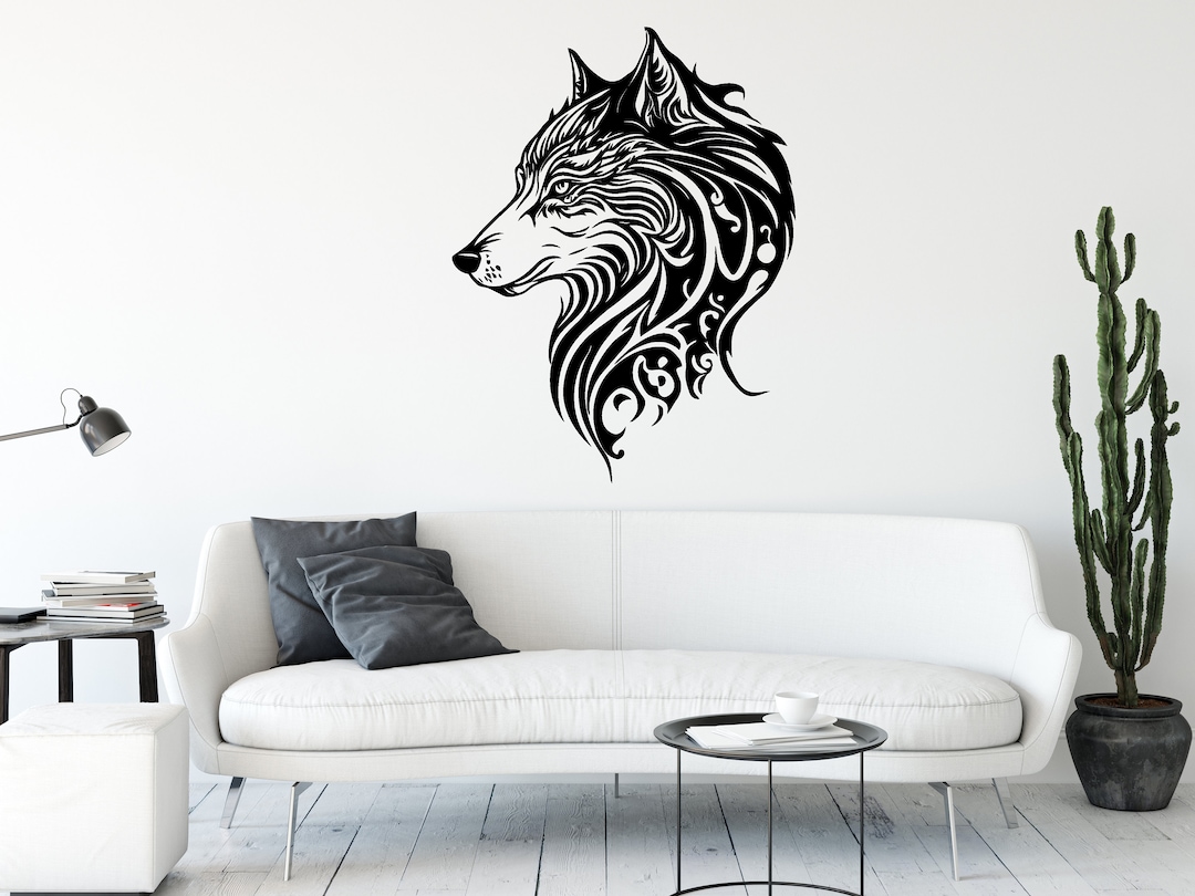 Wolf Wall Tattoo Wolf Wall Decal Mountain Wolf Forest Animal Nature