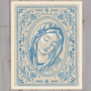 Holy Mary Cross Stitch Pattern Vintage Christian Cross Stitch Pattern Instant PDF Download