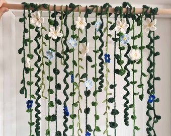 Crochet hanging vines with flowers wall decor vines headboard leaves decor spring summer decor nursery decor
