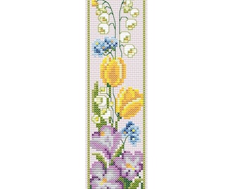 Bookmark Cross Stitch Pattern Floral Bookmark Pattern Instant PDF Download Floral Cross Stitch Bookmark