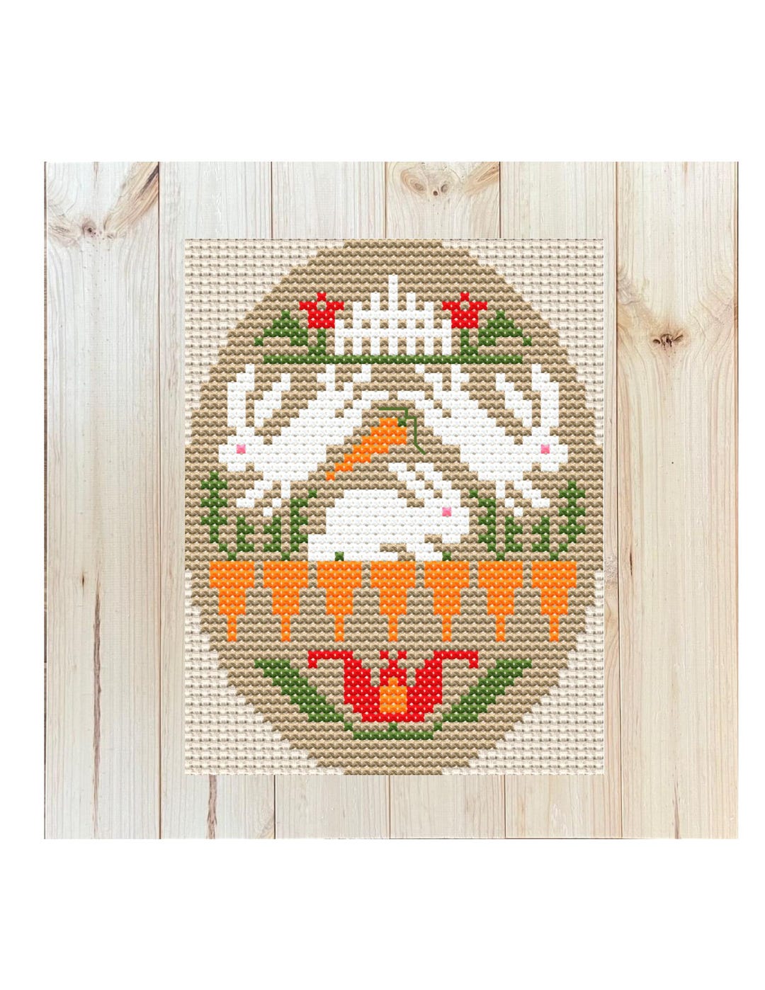 Easter Egg Cross Stitch Pattern, Rabbit, Carrots Embroidery Pattern ...