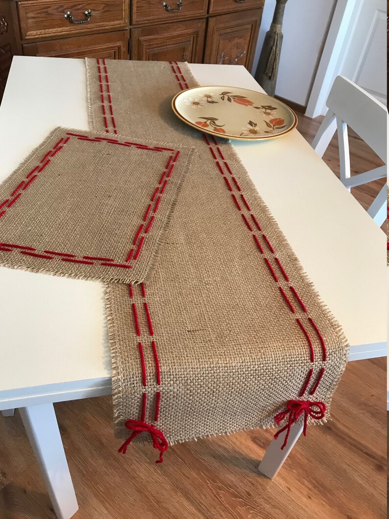Burlap Placemats Set Christmas Placemats Rustic Placemats Christmas