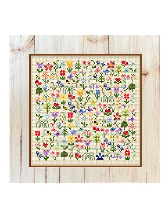 Floral Cross Stitch Pattern Spring Cross Stitch Pattern Instant PDF Download