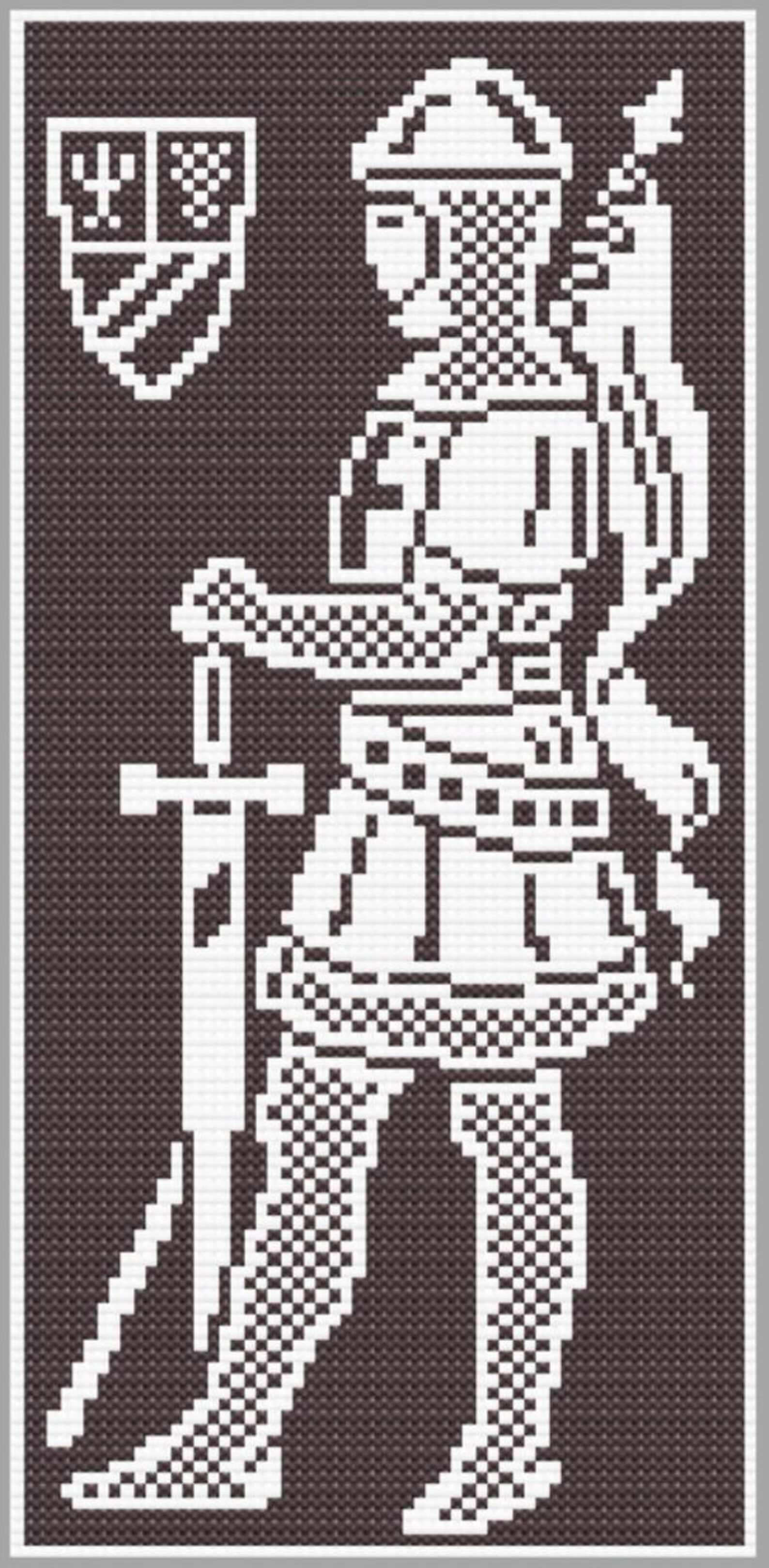 Medieval Knights Cross Stitch Pattern, Monochrome Cross Stitch Pattern ...
