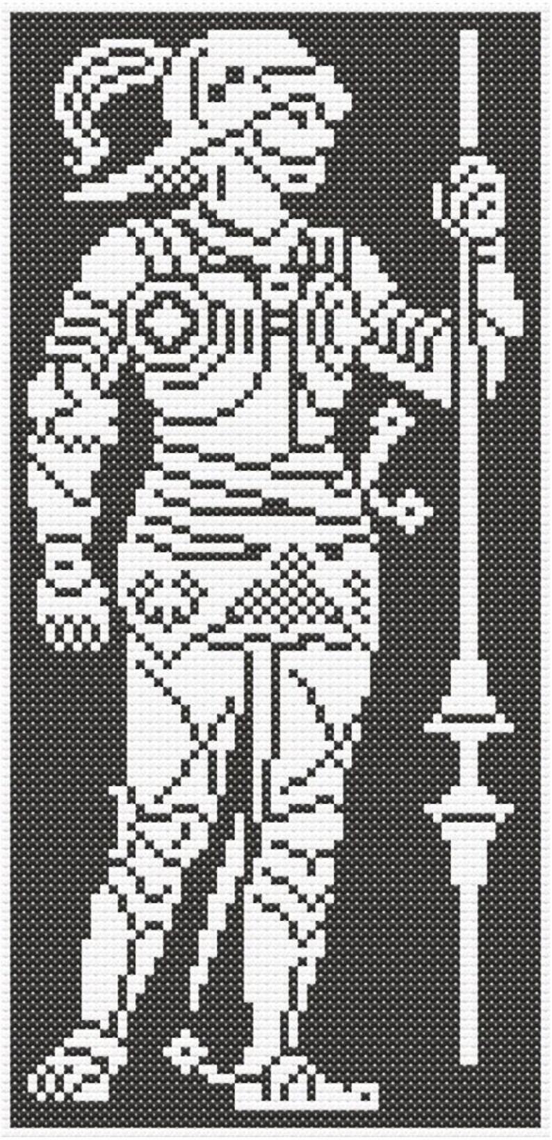Medieval Knights Cross Stitch Pattern, Monochrome Cross Stitch Pattern ...