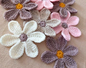 Crochet Flower Pattern Big  Daisy Flower for Decorations Applique Pattern Modern Flower Crochet
