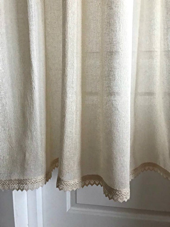 Window Curtains Pair Sheer Curtains Off White Curtains Lace Etsy