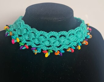 Crochet choker boho choker crochet necklace turquoise choker turquoise necklace women gift idea mothers day gift summer jewelry gift for her