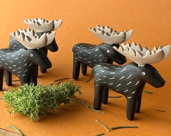 Handmade Wooden Moose Toy: Eco-Friendly Lithuanian Forest Animal
